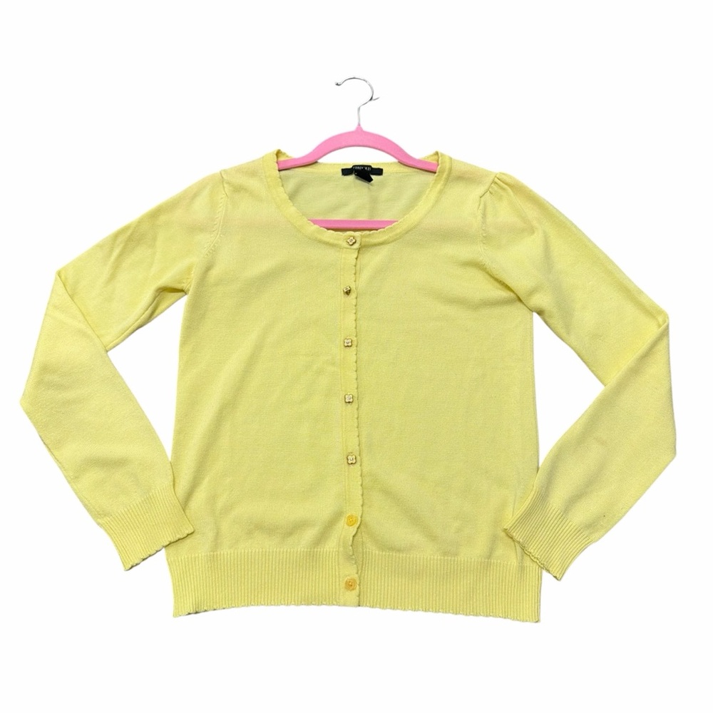 Forever 21 Yellow Floral Button Knit Cardigan Size S Y2K Style